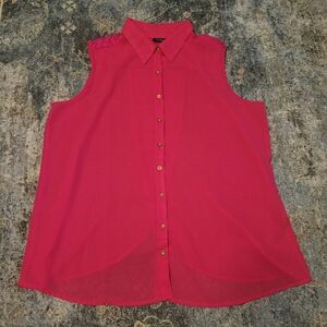 Mileage Size 2X Sleeveless Pink Button-Up Women's Top